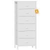 Furnulem White Tall Dresser for Bedroom,Vertical Storage Tower Unit and End Table with 6 Fabric Drawers, Nightstand Furniture with Drawer Organizer in Living Room,Closet,Entryway,Hallyway