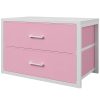 BOLUO Stackable Storage Drawers Closet Organizers and Storage Fabric White 2 Drawer Dresser for Bedroom Modern Pink