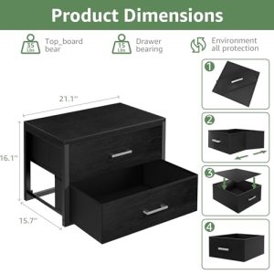 BOLUO Stackable Storage Drawers Closet Organizers and Storage Fabric 2 Drawer Dresser for Bedroom Set of 2 Black Modern