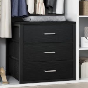 BOLUO Closet Drawers Black 3 Drawer Dresser for Closet Organizers and Storage Bedroom Dorm Modern