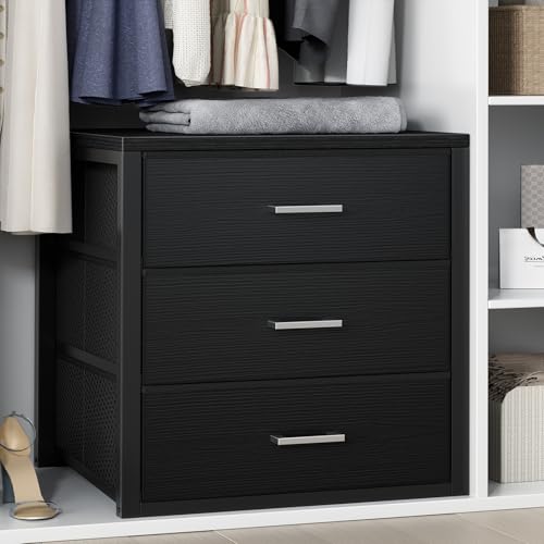 BOLUO Closet Drawers Black 3 Drawer Dresser for Closet Organizers and Storage Bedroom Dorm Modern BOLUO Closet Drawers Black 3 Drawer Dresser for Closet Organizers and Storage Bedroom Dorm Modern