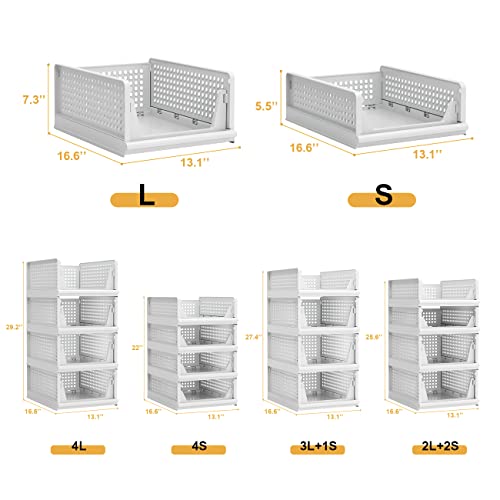 Proarea Stackable Plastic Storage Basket Closet Organizer Bin Foldable Clothes Organizer Storage Drawer Shelf Container for Living Room Bathroom Kitchen Office Laundry Room Proarea Stackable Plastic Storage Basket Closet Organizer Bin Foldable Clothes Organizer Storage Drawer Shelf Container for Living Room Bathroom Kitchen Office Laundry Room