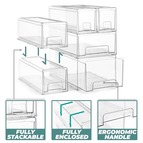 Sorbus Large Clear Stackable Storage Drawers – 2-Pack Plastic Organizer Bins with Handles – Stackable Pull-Out Storage Drawers for Closet, Pantry, Office, Bathroom, Craft, and Toy Organization Sorbus Large Clear Stackable Storage Drawers – 2-Pack Plastic Organizer Bins with Handles – Stackable Pull-Out Storage Drawers for Closet, Pantry, Office, Bathroom, Craft, and Toy Organization
