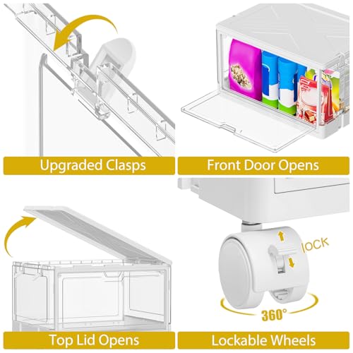 SNSLXH Clear Storage Bins with Lids & Wheels, Stackable Plastic Craft Containers, Large Closet Organizers Box for Bedrooms Living Rooms 24 QT, 4-Tiers SNSLXH Clear Storage Bins with Lids & Wheels, Stackable Plastic Craft Containers, Large Closet Organizers Box for Bedrooms Living Rooms 24 QT, 4-Tiers