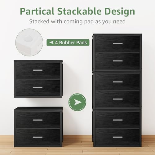 BOLUO Stackable Storage Drawers Closet Organizers and Storage Fabric 2 Drawer Dresser for Bedroom Set of 2 Black Modern BOLUO Stackable Storage Drawers Closet Organizers and Storage Fabric 2 Drawer Dresser for Bedroom Set of 2 Black Modern