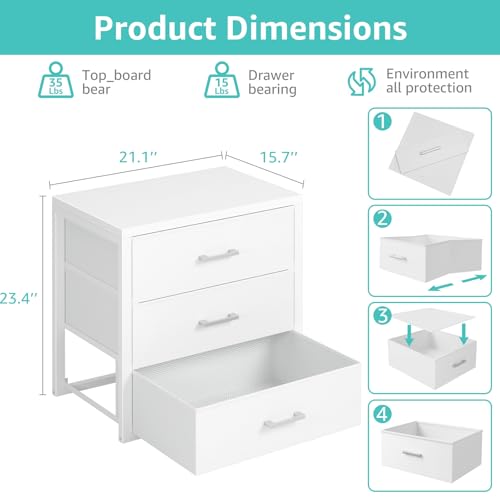 BOLUO Closet Drawers White 3 Drawer Dresser for Closet Organizers and Storage Bedroom Dorm Modern BOLUO Closet Drawers White 3 Drawer Dresser for Closet Organizers and Storage Bedroom Dorm Modern