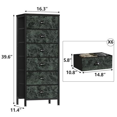Furnulem Vertical Dresser for Bedroom,Tall Storage Tower Unit and Chest with 6 Drawers,Vintage Green Nightstand Furniture with Fabric Drawer Organizer in Dorm, Living Room,Closet,Entryway,Hallyway Furnulem Vertical Dresser for Bedroom,Tall Storage Tower Unit and Chest with 6 Drawers,Vintage Green Nightstand Furniture with Fabric Drawer Organizer in Dorm, Living Room,Closet,Entryway,Hallyway