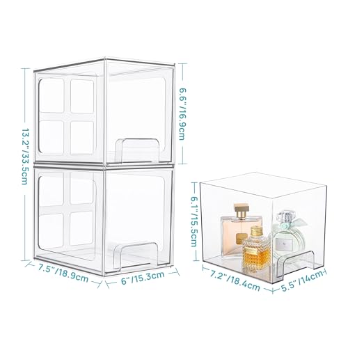 Vtopmart 4 Pack Stackable Storage Drawers, 6.6''Tall Acrylic Bathroom Makeup Organizers,Clear Plastic Drawers For Vanity, Undersink, Kitchen Cabinet,Pantry Organization and Storage Vtopmart 4 Pack Stackable Storage Drawers, 6.6''Tall Acrylic Bathroom Makeup Organizers,Clear Plastic Drawers For Vanity, Undersink, Kitchen Cabinet,Pantry Organization and Storage