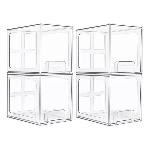Vtopmart 4 Pack Stackable Storage Drawers, 6.6''Tall Acrylic Bathroom Makeup Organizers,Clear Plastic Drawers For Vanity, Undersink, Kitchen Cabinet,Pantry Organization and Storage Vtopmart 4 Pack Stackable Storage Drawers, 6.6''Tall Acrylic Bathroom Makeup Organizers,Clear Plastic Drawers For Vanity, Undersink, Kitchen Cabinet,Pantry Organization and Storage