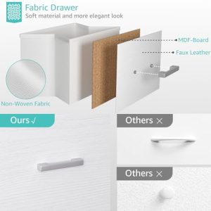 BOLUO Stackable Storage Drawers Closet Organizers and Storage Fabric White 2 Drawer Dresser for Bedroom 2 Packs Modern