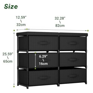 Dresser with 6 Fabric Drawer Stand Desktop Sturdy Metal Plastic Support Tube Cube Storage Cabinet for Bedroom Organization Dorm Front Hall Entryway