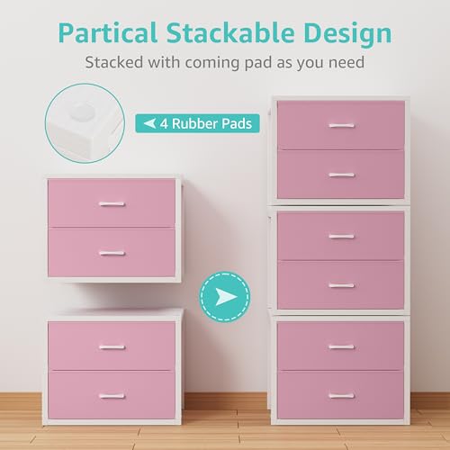 BOLUO Stackable Closet Drawers for Clothes Organizers and Storage Fabric Pink 2 Drawer Dresser for Bedroom 2 Packs Modern Large BOLUO Stackable Closet Drawers for Clothes Organizers and Storage Fabric Pink 2 Drawer Dresser for Bedroom 2 Packs Modern Large