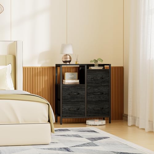 Furnulem 5 Drawer Black Dressers for Bedroom 2 Tier Shelf Storage Small Fabric Dresser for Closet Sturdy Metal Frame Modern Style Storage Cabinets Organization Units for Hallway Rooms Furnulem 5 Drawer Black Dressers for Bedroom 2 Tier Shelf Storage Small Fabric Dresser for Closet Sturdy Metal Frame Modern Style Storage Cabinets Organization Units for Hallway Rooms