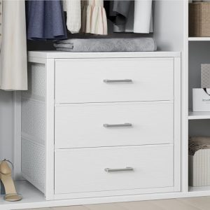 BOLUO Closet Drawers White 3 Drawer Dresser for Closet Organizers and Storage Bedroom Dorm Modern