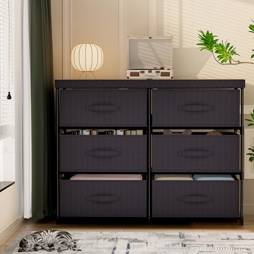 Dresser with 6 Fabric Drawer Stand Desktop Sturdy Metal Plastic Support Tube Cube Storage Cabinet for Bedroom Organization Dorm Front Hall Entryway Dresser with 6 Fabric Drawer Stand Desktop Sturdy Metal Plastic Support Tube Cube Storage Cabinet for Bedroom Organization Dorm Front Hall Entryway