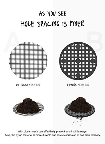 LE TAUCI Plant Pot Hole Mesh Pads, 2-Inch Round Flower Pot Drainage Covers, Prevent Soil Loss, Durable Reusable, Bonsai Bottom Grid Mat, Gardening Essentials, 50-Pack LE TAUCI Plant Pot Hole Mesh Pads, 2-Inch Round Flower Pot Drainage Covers, Prevent Soil Loss, Durable Reusable, Bonsai Bottom Grid Mat, Gardening Essentials, 50-Pack
