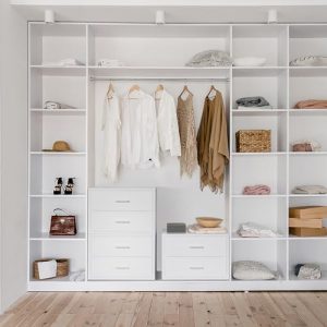 BOLUO Stackable Storage Drawers Closet Organizers and Storage Fabric White 2 Drawer Dresser for Bedroom 2 Packs Modern