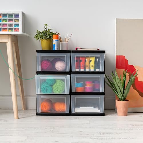IRIS USA Plastic Drawer Storage Organizer, 3-Drawers, 2-Pack, for Classroom Art Craft Supplies, Bathroom Bedroom, Laundry Room, Black/Clear IRIS USA Plastic Drawer Storage Organizer, 3-Drawers, 2-Pack, for Classroom Art Craft Supplies, Bathroom Bedroom, Laundry Room, Black/Clear