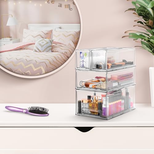 Sorbus Large Clear Stackable Storage Drawers – 2-Pack Plastic Organizer Bins with Handles – Stackable Pull-Out Storage Drawers for Closet, Pantry, Office, Bathroom, Craft, and Toy Organization Sorbus Large Clear Stackable Storage Drawers – 2-Pack Plastic Organizer Bins with Handles – Stackable Pull-Out Storage Drawers for Closet, Pantry, Office, Bathroom, Craft, and Toy Organization