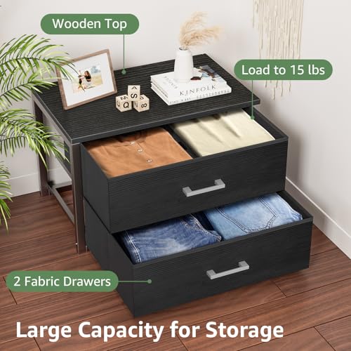 BOLUO Stackable Storage Drawers Closet Organizers and Storage Fabric 2 Drawer Dresser for Bedroom Set of 2 Black Modern BOLUO Stackable Storage Drawers Closet Organizers and Storage Fabric 2 Drawer Dresser for Bedroom Set of 2 Black Modern