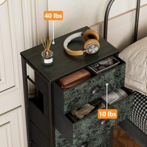 Furnulem Vertical Dresser for Bedroom,Tall Storage Tower Unit and Chest with 6 Drawers,Vintage Green Nightstand Furniture with Fabric Drawer Organizer in Dorm, Living Room,Closet,Entryway,Hallyway