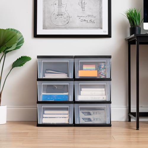 IRIS USA Plastic Drawer Storage Organizer, 3-Drawers, 2-Pack, for Classroom Art Craft Supplies, Bathroom Bedroom, Laundry Room, Black/Clear IRIS USA Plastic Drawer Storage Organizer, 3-Drawers, 2-Pack, for Classroom Art Craft Supplies, Bathroom Bedroom, Laundry Room, Black/Clear