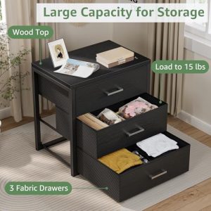 BOLUO Closet Drawers Black 3 Drawer Dresser for Closet Organizers and Storage Bedroom Dorm Modern