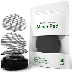 LE TAUCI Plant Pot Hole Mesh Pads, 2-Inch Round Flower Pot Drainage Covers, Prevent Soil Loss, Durable Reusable, Bonsai Bottom Grid Mat, Gardening Essentials, 50-Pack