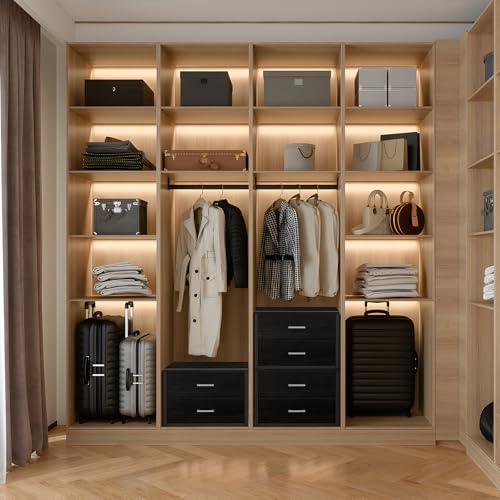 BOLUO Stackable Storage Drawers Closet Organizers and Storage Fabric 2 Drawer Dresser for Bedroom Set of 2 Black Modern BOLUO Stackable Storage Drawers Closet Organizers and Storage Fabric 2 Drawer Dresser for Bedroom Set of 2 Black Modern