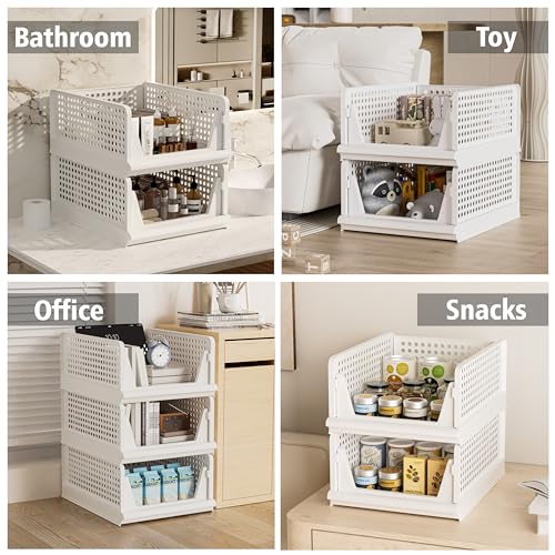 Proarea Stackable Plastic Storage Basket Closet Organizer Bin Foldable Clothes Organizer Storage Drawer Shelf Container for Living Room Bathroom Kitchen Office Laundry Room Proarea Stackable Plastic Storage Basket Closet Organizer Bin Foldable Clothes Organizer Storage Drawer Shelf Container for Living Room Bathroom Kitchen Office Laundry Room