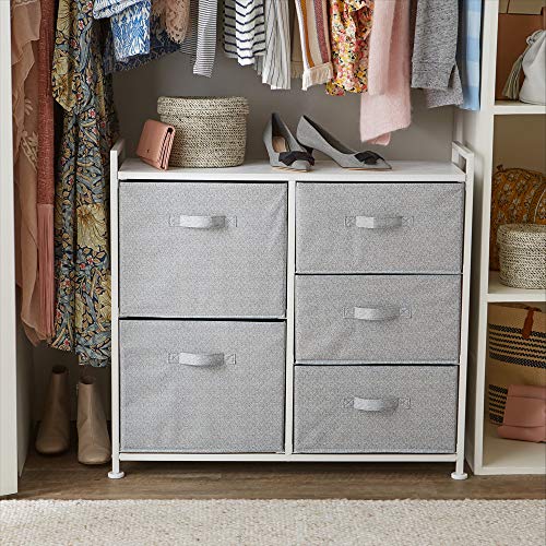 Amazon Basics Closet Organizer Drawers with 5-Fabric Storage Units, White Amazon Basics Closet Organizer Drawers with 5-Fabric Storage Units, White